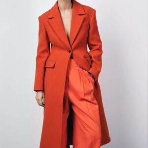 NWT- Zara Fitted Orange Wool Coat